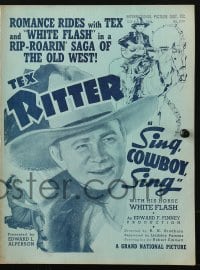 2s775 SING COWBOY SING pressbook 1937 Tex Ritter & White Flash in a saga of the Old West!