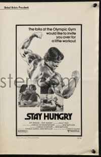 2s782 STAY HUNGRY pressbook 1976 Arnold Schwarzenegger, Jeff Bridges, Sally Field, Bob Rafelson!