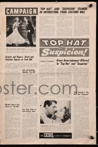 2s798 TOP HAT/SUSPICION pressbook 1953 Astaire & Rogers, Hitchcock, crime & musical double-bill