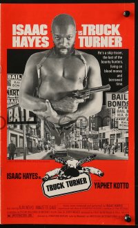 2s802 TRUCK TURNER pressbook 1974 AIP, great image of barechested Isaac Hayes with gun!