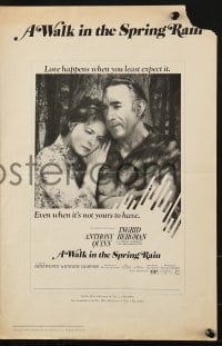2s808 WALK IN THE SPRING RAIN pressbook 1970 romantic art of Anthony Quinn & Ingrid Bergman!
