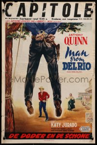 2t324 MAN FROM DEL RIO Belgian 1956 gunslinger Anthony Quinn, cool hanging artwork!