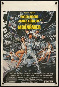 2t325 MOONRAKER Belgian 1979 art of Roger Moore as James Bond & sexy space babes by Goozee!