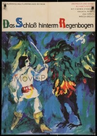 2t216 KINGDOM IN THE CLOUDS East German 23x32 1970 Bluhm art of man fighting giant bird!
