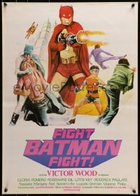 2t008 FIGHT BATMAN FIGHT Filipino poster 1973 different art of Victor Wood in the title role!