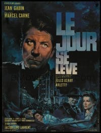 2t714 LE JOUR SE LEVE French 23x31 R1960s Daybreak starring Jean Gabin, cool art by Jean Mascii!