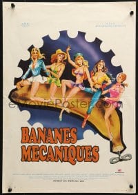 2t777 CLOCKWORK BANANA French 15x21 1972 wacky sex spoof, Marty art of sexy girls on giant banana!