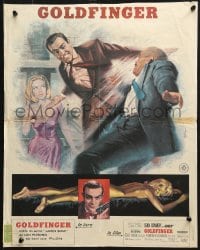 2t791 GOLDFINGER French 17x21 1964 great different art of Sean Connery as James Bond by Jean Mascii