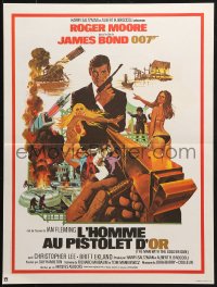2t802 MAN WITH THE GOLDEN GUN French 16x21 R1980s art of Roger Moore as James Bond by Robert McGinnis