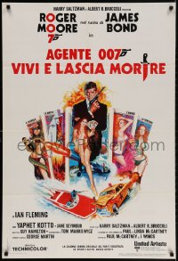 2t819 LIVE & LET DIE Italian 1sh 1973 JO art of Roger Moore as James Bond & sexy tarot cards!