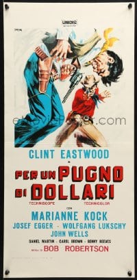 2t846 FISTFUL OF DOLLARS Italian locandina R1970s Sergio Leone classic, Tealdi art of Clint Eastwood!