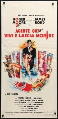 2t869 LIVE & LET DIE Italian locandina R1970s completely different art of Roger Moore as James Bond!