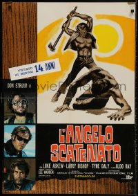 2t919 ANGEL UNCHAINED Italian 26x39 pbusta 1971 AIP, Don Stroud, Daly, bikers & hippies, different!