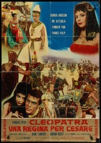 2t946 QUEEN FOR CAESAR Italian 26x38 pbusta 1962 art of sexy Pascale Petit as Cleopatra!