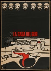 2t033 LA CASA DEL SUR Mexican poster 1975 The House in the South, wild gun art and serious man!