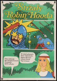 2t559 ROBIN HOOD'S ARROWS Polish 27x38 1976 Strely Robin Guda, cool Ewa Libera cartoony art!