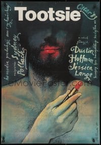 2t579 TOOTSIE Polish 26x38 1984 Dustin Hoffman, different Walkuski art of man with lipstick!