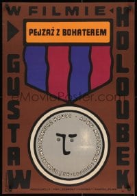 2t608 LANDSCAPE WITH A HERO Polish 23x33 1971 Wlodzimierz Haupe, Mlodozeniec art of medal!