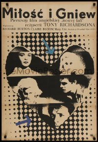 2t612 LOOK BACK IN ANGER Polish 23x33 1962 Claire Bloom gets between Richard Burton & Mary Ure!