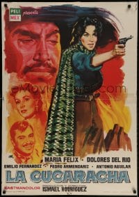 2t099 SOLDIERS OF PANCHO VILLA Spanish 1960 cool art of sexy Maria Felix by Manno!
