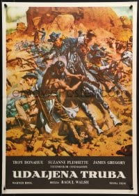 2t118 DISTANT TRUMPET Yugoslavian 20x28 1964 cool art of Troy Donahue vs Indians by Frank McCarthy!