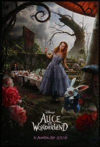 2w608 ALICE IN WONDERLAND teaser DS 1sh 2010 Tim Burton, Mia Wasikowska in title role as Alice!