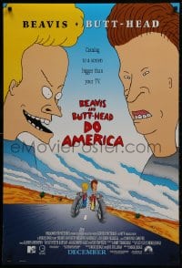 2w637 BEAVIS & BUTT-HEAD DO AMERICA int'l advance DS 1sh 1996 Mike Judge MTV delinquent cartoon!