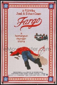 2w700 FARGO DS 1sh 1996 a homespun murder story from Coen Brothers, Dormand, needlepoint design!