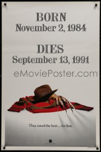 2w711 FREDDY'S DEAD style A teaser 1sh 1991 cool image of Krueger's sweater, hat, and claws!