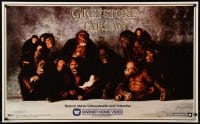 2w030 GREYSTOKE 17x28 video poster 1984 image of the many apes created by Rick Baker!