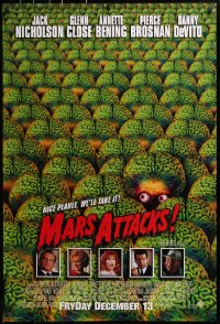 2w827 MARS ATTACKS! int'l advance 1sh 1996 directed by Tim Burton, great image of brainy aliens!