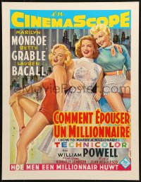 2w161 HOW TO MARRY A MILLIONAIRE 15x20 REPRO poster 1990s Marilyn Monroe, Grable & Bacall!