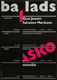 2w268 ASKO ENSEMBLE black style 19x28 Dutch music poster 1990s Dutch music group at the Paradiso!