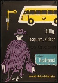 2w443 BILLIG, BEQUEM, SICHER 16x23 German special poster 1950s cheap, comfortable and safe bus!