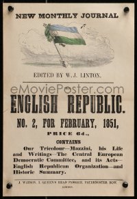 2w460 ENGLISH REPUBLIC 10x14 English special poster 1851 great art of tri-color flag being held!