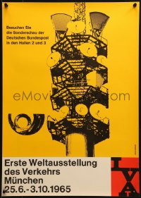 2w461 ERSTE WELTAUSSTELUNG DES VERKEHRS 17x23 German special poster 1965 art by Hermann Kaiser!