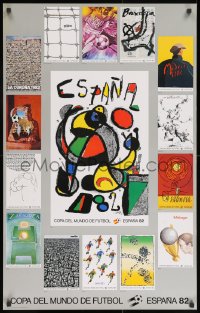 2w469 ESPANA 82 poster montage style 24x38 French special poster 1982 World Cup Soccer, Futbol!