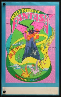 2w476 FANTASIA 9x15 special poster R1970 Disney classic musical, great psychedelic fantasy artwork!