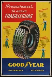 2w318 GOODYEAR cut-away style 29x43 Argentinean advertising poster 1950s cool vintage art!