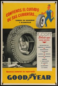 2w320 GOODYEAR repair style 29x44 Argentinean advertising poster 1950s cool vintage art!