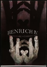 2w381 HENRICH IV 26x38 Slovak stage poster 1984 shadow puppets by Cestmir Pechr!