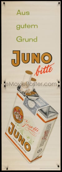 2w331 JUNO two cigarette style 23x66 German advertising poster 1950s Walter Muller smoking art!