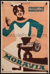 2w333 MORA MORAVIA 13x19 Czech advertising poster 1930s great different art of woman and grinder!