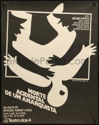 2w398 MORTE ACIDENTAL DE UM ANARQUISTA 17x21 Brazilian stage poster 1980 Romero Cavalcanti art!