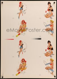 2w535 NEW YEAR'S PIN-UP ART 17x24 special poster 1960s sexy themed poses by Milton!