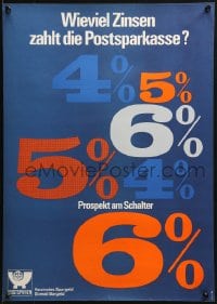2w597 WIEVIEL ZINSEN ZAHLT DIE POSTSPARKASSE 17x23 German special poster 1969 postal program!