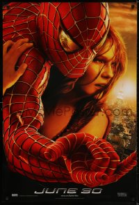 2w927 SPIDER-MAN 2 teaser 1sh 2004 close-up image of Tobey Maguire & Kirsten Dunst!