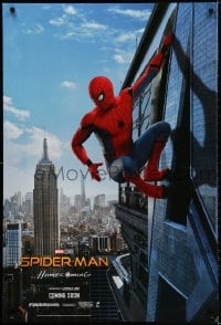 2w930 SPIDER-MAN: HOMECOMING int'l teaser DS 1sh 2017 Holland in title role hanging from building!