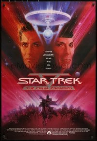 2w934 STAR TREK V 1sh 1989 The Final Frontier, art of William Shatner & Leonard Nimoy by Bob Peak!