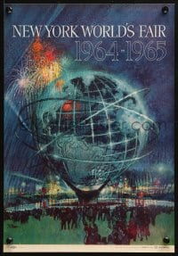 2w054 NEW YORK WORLD'S FAIR 11x16 travel poster 1961 art of the Unisphere & fireworks by Bob Peak!